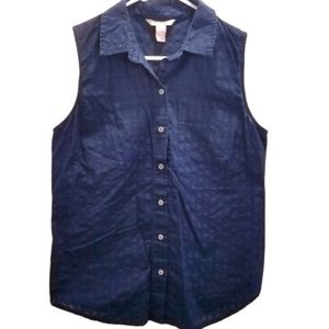 Banana Republic Women's Size Small Blouse Shirt Navy Blue Top Blouse Sleeveless